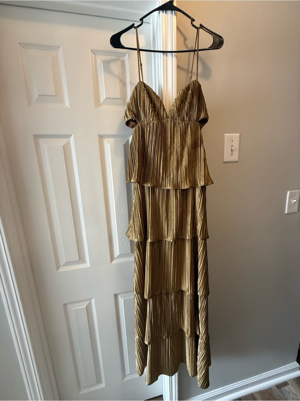 Lulu's Gold Tiered Dress